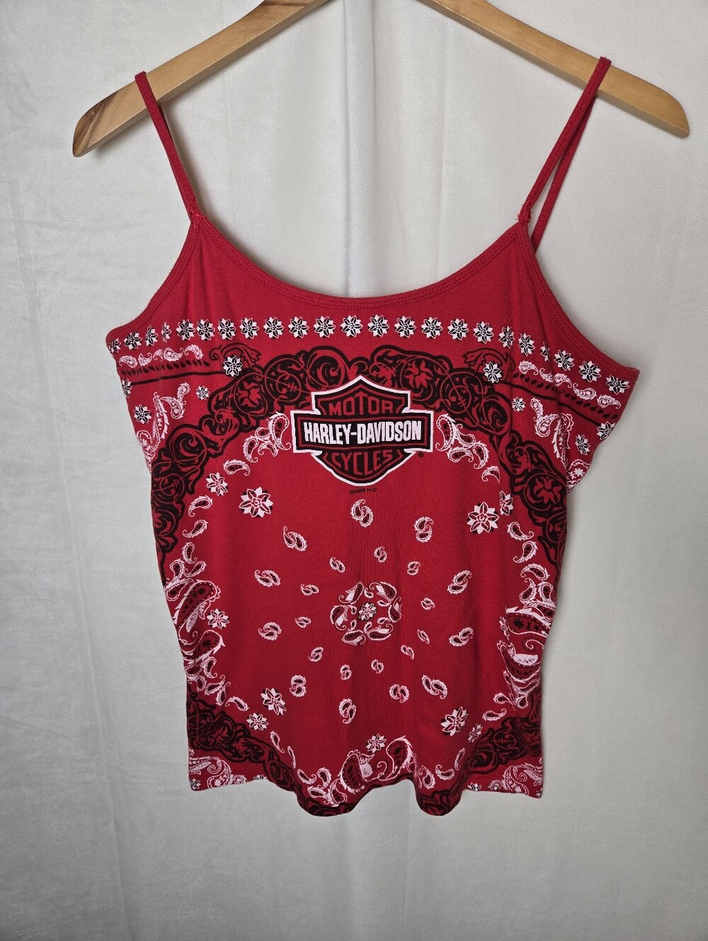 Harley Davidson Bandana Print Tank Top Size XL Cotton Y2K Vintage Red
